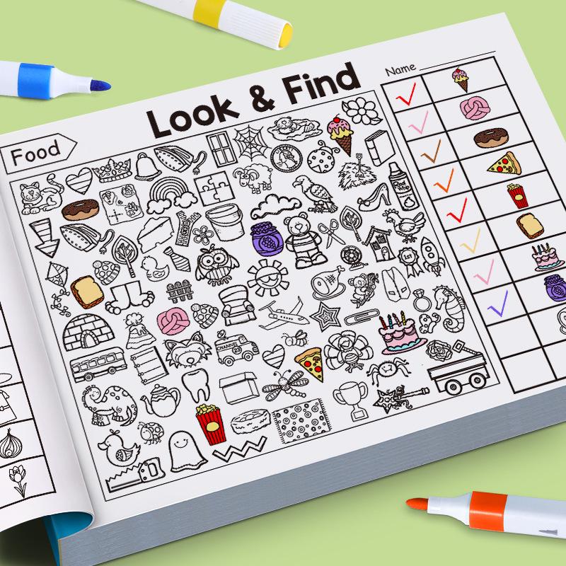 Cross-Border Children's Coloring Book: Fun Object-Finding, Pen Control, and Attention Practice with Educational Flashcards