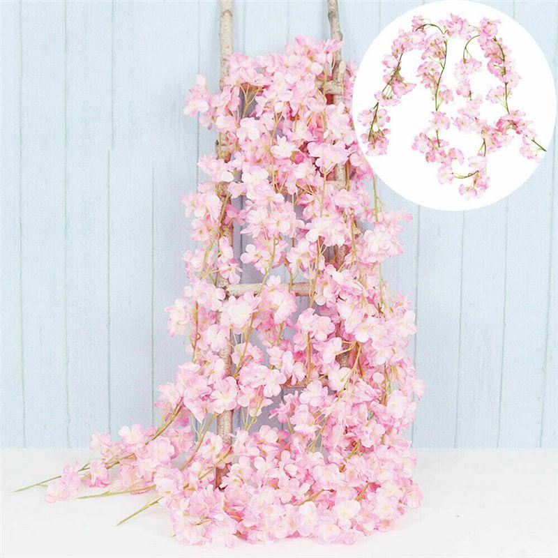 Stunning Pink And White Sakura Fake Flower Garland For Wedding Decorations