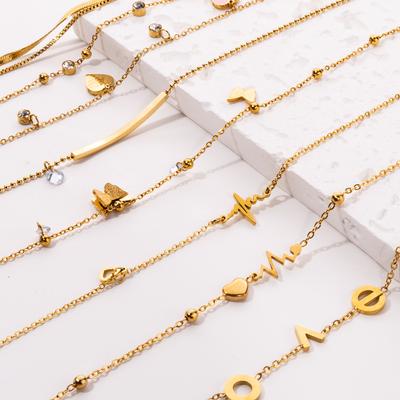 2024 Fashion Gold Color Anklets For Women Stainless Steel Heart Charm Love For Summer Feet Accessory