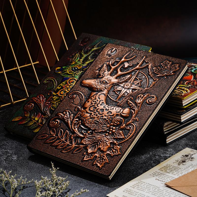 

Персонализированный блокнот формата А5 с 3D-рельефом в европейском стиле и нежной кожаной обложкой