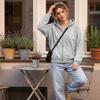 Women's Tie Long Sleeve Zip Up Hoodie Casual Hooded Sweatshirt for Spring Fall