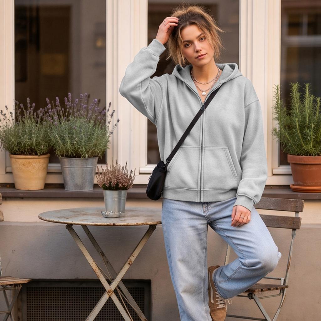 Women's Tie Long Sleeve Zip Up Hoodie Casual Hooded Sweatshirt for Spring Fall