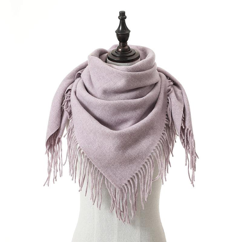 New Solid Color Wool Square Scarf Women's Imitation Cashmere Autumn and Winter Warm Scarf Cashmere Shawl