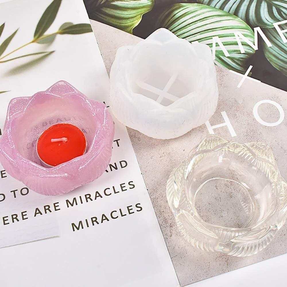 DIY Candle Holder Mold Silicone Candle Jar Mold Lotus Flower Silicone Mold  Home Decoration