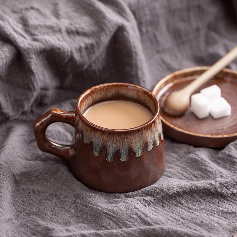 OLOEY Retro Ceramic Coffee Mug & Saucer Set