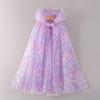 2025 Aisha Sequined Mesh Christmas Cloak for Girls - Lightweight Summer Cape