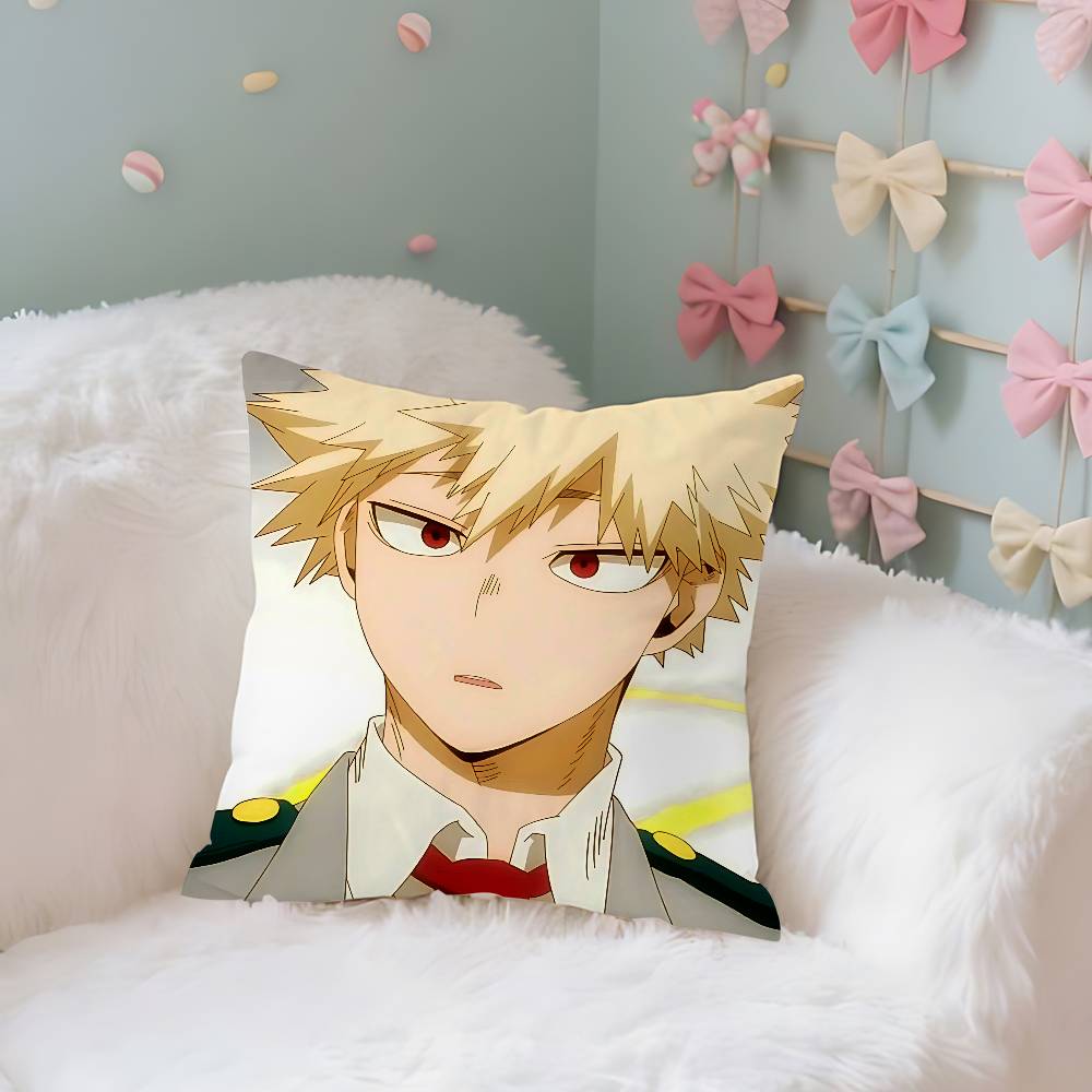 Cute BBakugo KatsukiS Anime Throw Pillow Covers Pattern Cushion Cover Suitable For Sofa Bedroom Car Pillow Cover