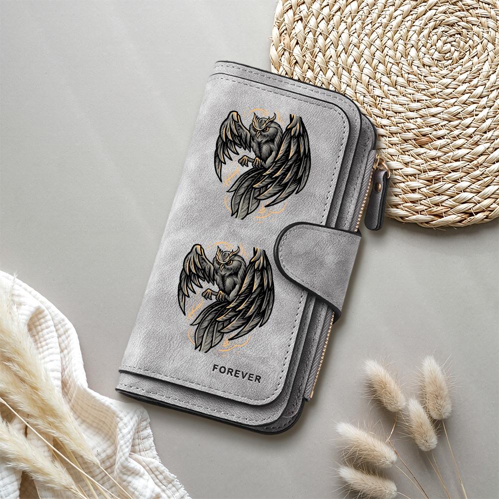Gothic Owl Pattern Long Wallet Vintage PU Leather Card Holder Fashion Casual Forever Purse