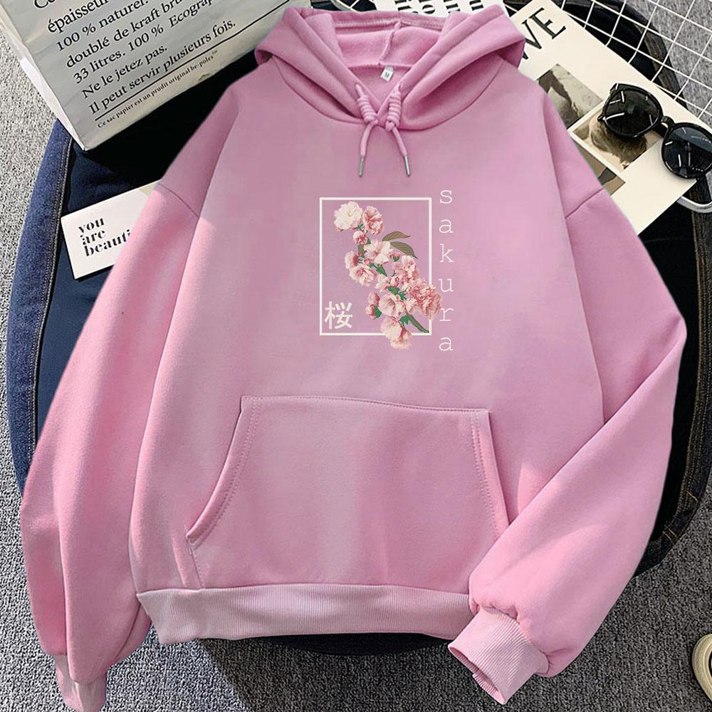 Sakura Flower Japanese Tokyo Graphic Hoodies Funko Pop Casual Sweatshirt for Autumn Winter Aesthetic Clothing