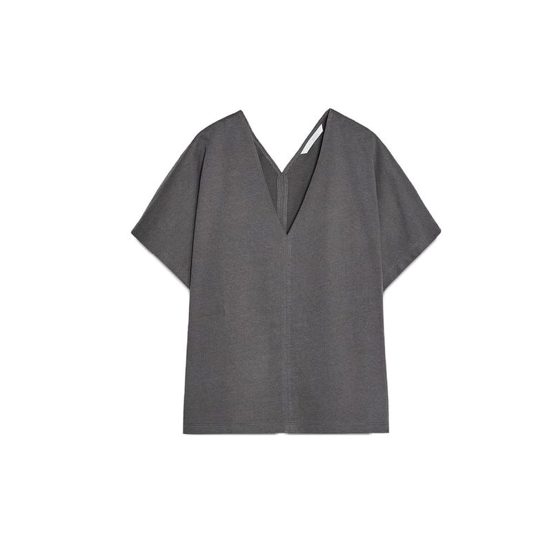 

Cotton Slim fit V-neck Short sleeve T-shirt 8417195 With Belt Wide Leg Mid-Waist Casual Trousers 8417196 Coal gray Tops L