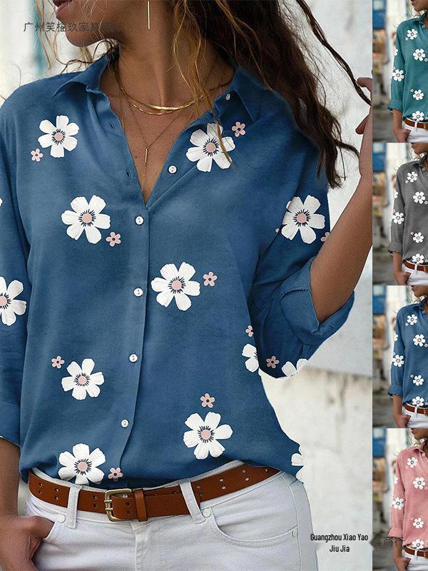 Spring & Summer Women's Long Sleeve Loose Printed Shirt