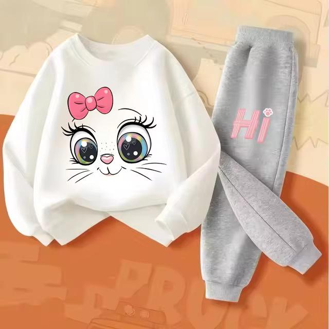 Girls' Spring Hoodie & Long Pants Set - Casual Two-Piece Outfit