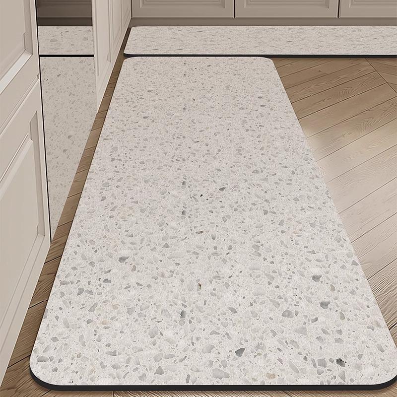 PVC Kitchen Floor Mat Modern Simple Waterproof Oil-proof Carpet Imitation Marble Pattern Large Area Balcony Leather Rug Alfombra