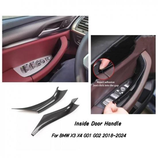 

ABS LH & RH Interior Door Pull Handle Trim Cover For 2018-2024 BMW X3 G01 X4 G02 Carbon Fiber-2PCS