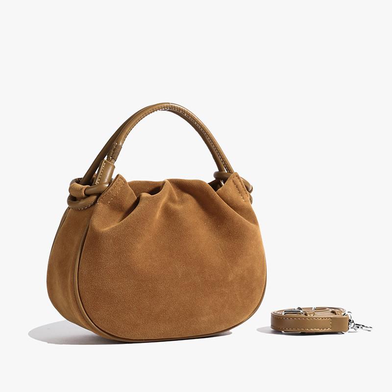 Ielgy Pleated All-Match Shoulder Handbag Autumn Winter Retro Fashion Commuter Messenger Bag