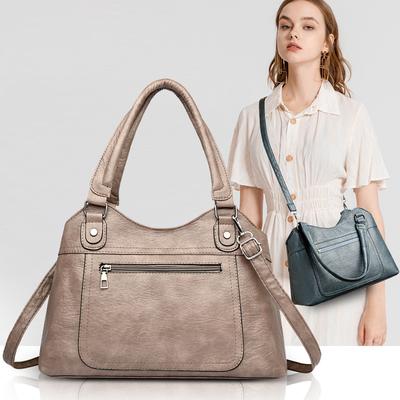 Damska torba na ramię o dużej pojemności, miękka skórzana torba typu tote, torba typu crossbody dla matki, torebka