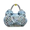 Mini Borsa a Tracolla Coreana, Borsa in Tela Denim con Borchie di Strass, Borsa a Spalla Fashion Donna Casual Chic
