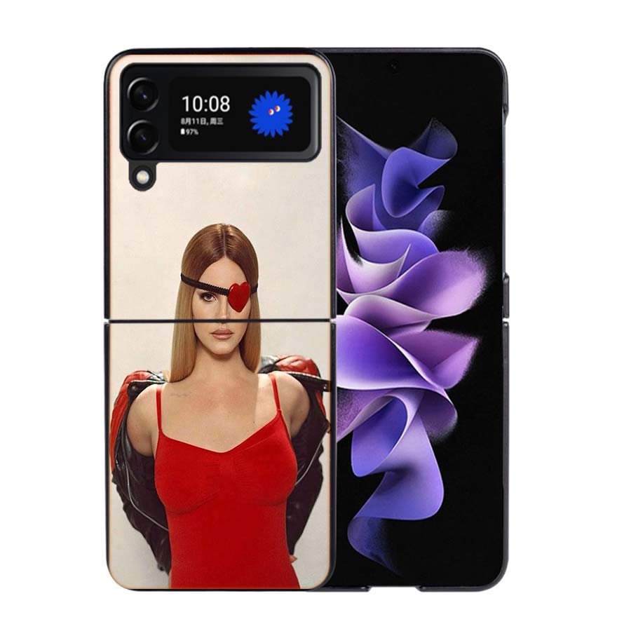 Singer Lana D-Del Rey Phone Case For Samsung Z Flip 7 6 5G Galaxy Z Flip4 Z Flip5 Z Flip3 Coque Black Hard PC Shell Protective C