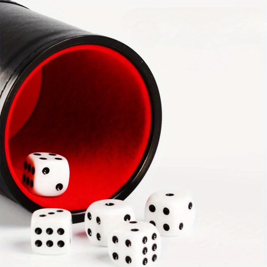 1pc PU Leather Dice Cup, Quiet Dice for Board Games, Party Game Type, with Red Liner, Includes 5 Standard Dice, for Ages 14+