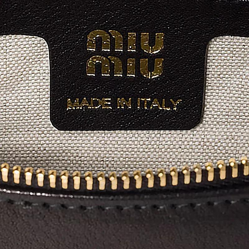 MIU MIU Metal Engraved Logo Leather Clutch Mini Women's Black