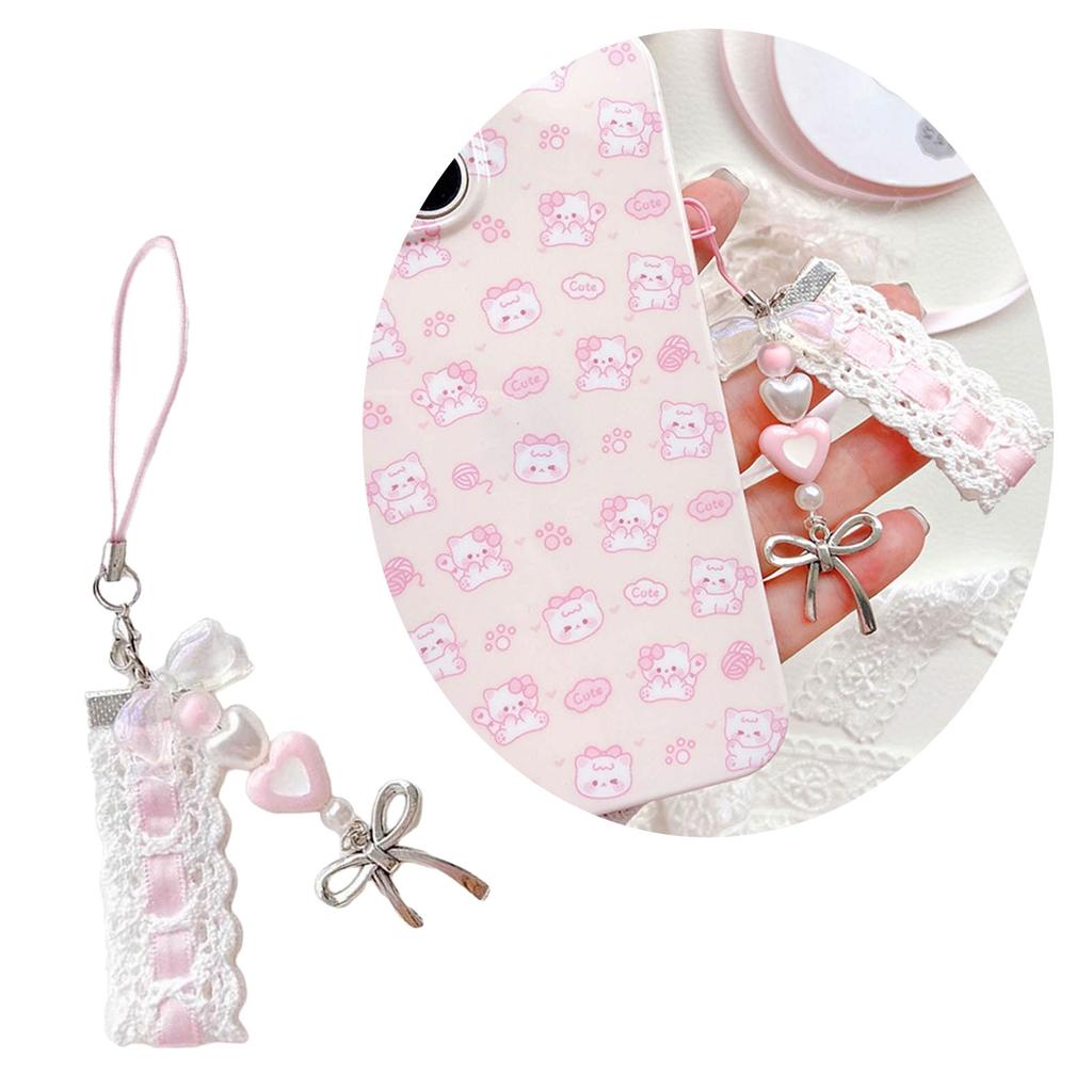 Handmade Phone Strap In Princess Dream Style Delicate Beaded Phone Case Chain Sophisticated Sweet Keychain Pendant Charm