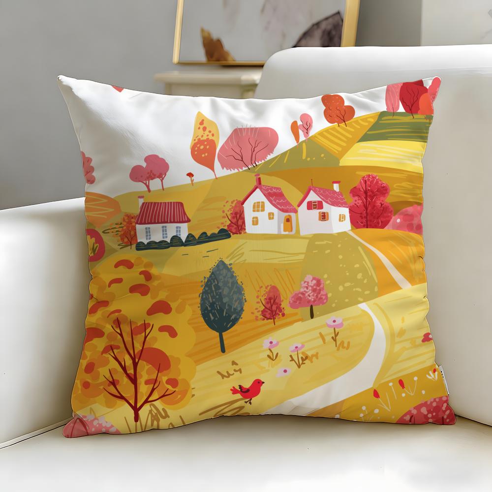 Classic Art Theme Farm Painting Cushion Cover Soft EasyWash Pillow Case Versatile for Couch Bed Travel and Office