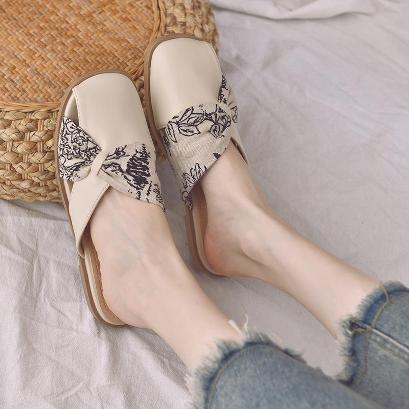 Guochao Abendflache Französisches Temperament Lässig Ein Pedal Neu Französisch Sanft Baotou Halbschuhe Damen Sommer