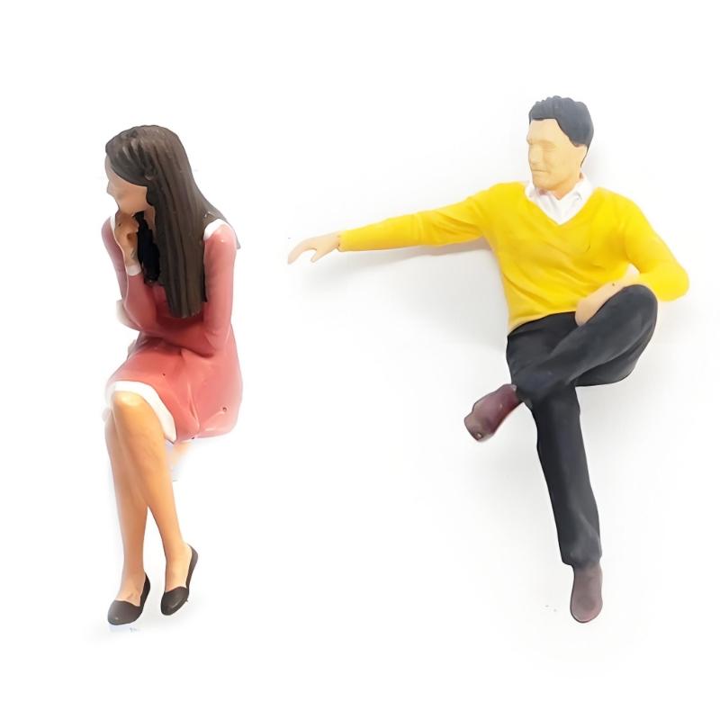 Decorative Resin Miniature People Models 1:64 Size Sitting Figure Sculpture Suitable for DIY Projects & Family Activity