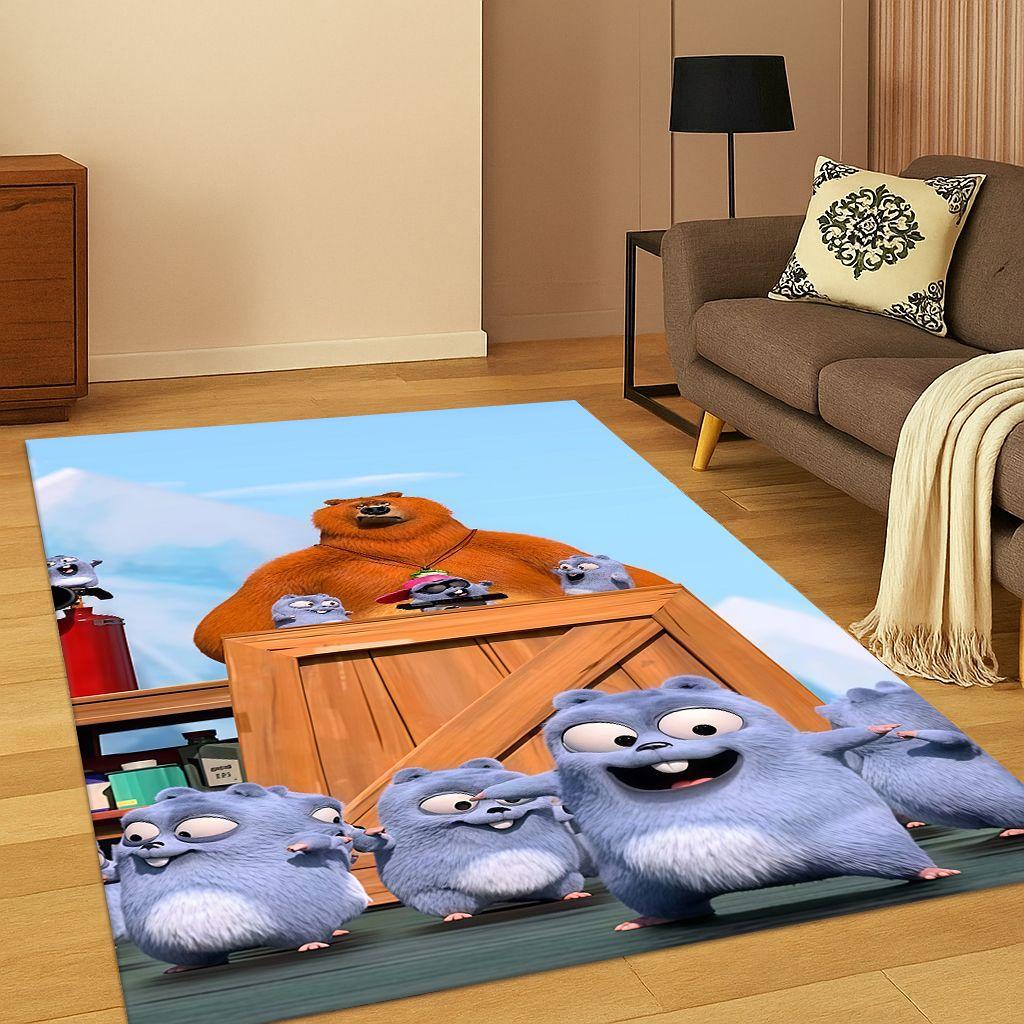 3D Grizzy and The Lemmings Cartoon Carpet Rug for Bedroom Living Room Sofa Home Decor,kids Game Area Rug Non-slip Floor Mat Gift