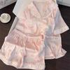 Sweet Cartoon Ice Silk Premium Lace Edge Pajamas Women'S Summer Short-Sleeved Suit Loungewear