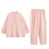 Women's Cotton Pajama Set Button Down Long Sleeve Top And Long Pants Loungewear Set Casual 2 Piece Sleepwear
