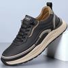Fashion Thick Sole Walking Vulcanized Shoes Hard-Wearing Male Footwear Fashion Casual Shoes Genuine Leather Antiskid Sneakers Breathable
