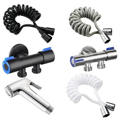 Dual Control Double Handle Stainless Steel Faucet 1 In 2 Out Handheld Bidet Toilet Water Sprayer - Bathroom Accessory