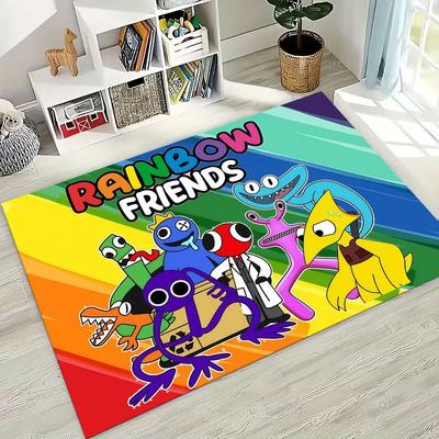 Game 3D R-Rainbow F-Friends Cartoon Art Rug for Bedroom Living Room Sofa Home Doormat Decor,Large Kid Play Non-slip Floor Mat