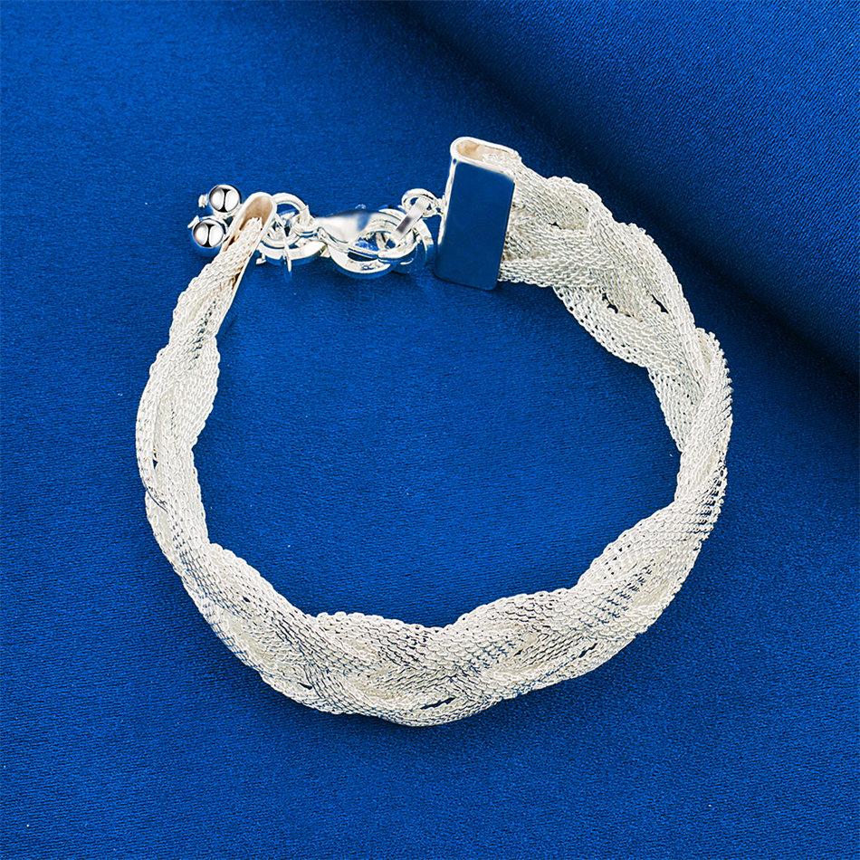 925 sterling silver 8-inch exquisite woven bracelet for men and women, fashionable wedding party jewelry accessories