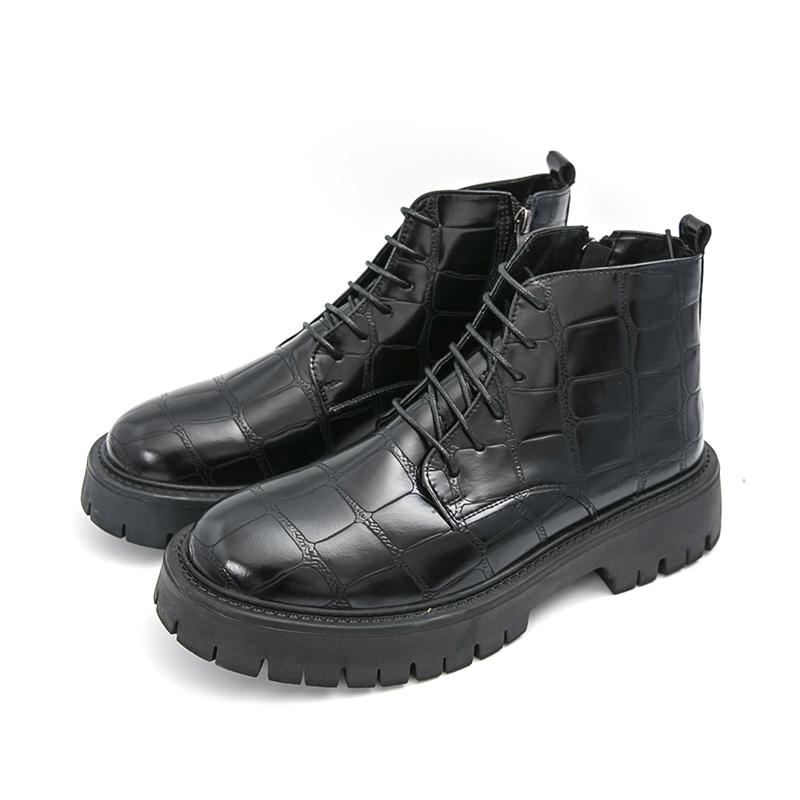 Men Motorcycle Casual Black Outdoor Retro Brown Leather Elevator Shoes High Boots Street Style Punk Boots Large Size