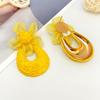 U-shaped Straw Weave Earrings Sweet Beach Drop Earrings Mesh Flower Earrings  Girls Gift
