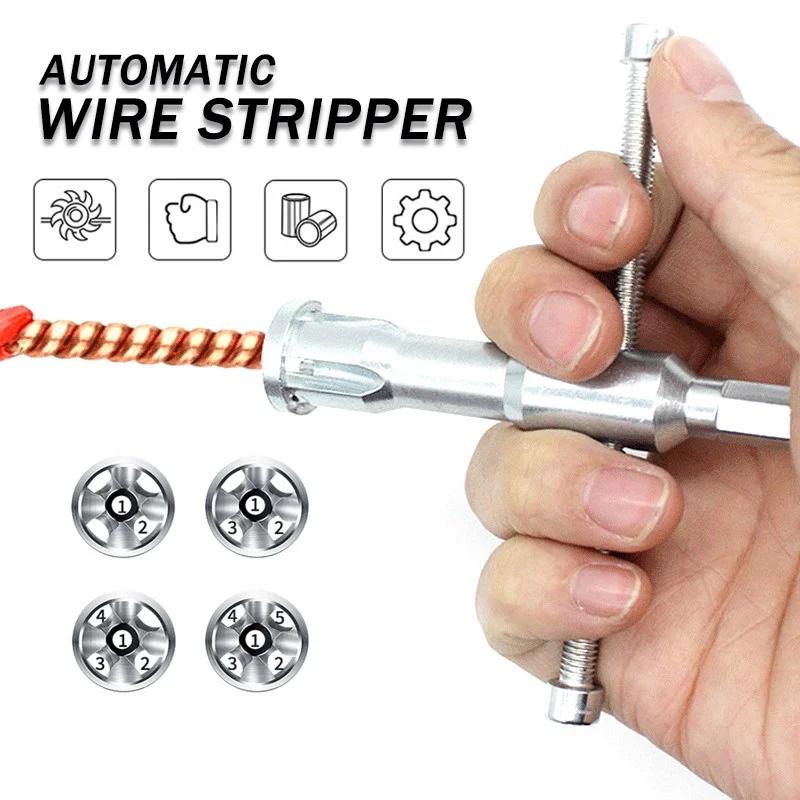 Electrician's Automatic Wire Stripper - Cable Peeling, Twisting, and Connector Drill Bit Tool for Electrical Work