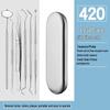 Dental Oral Care Tool Set: Stainless Steel Mouth Mirror, Probe, Tartar Remover, Toothpick