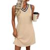 Women Sleeveless V Neck Casual Dress Trim Loose Fit Summer Mini Dress for Daily Wear Office Travel Beach