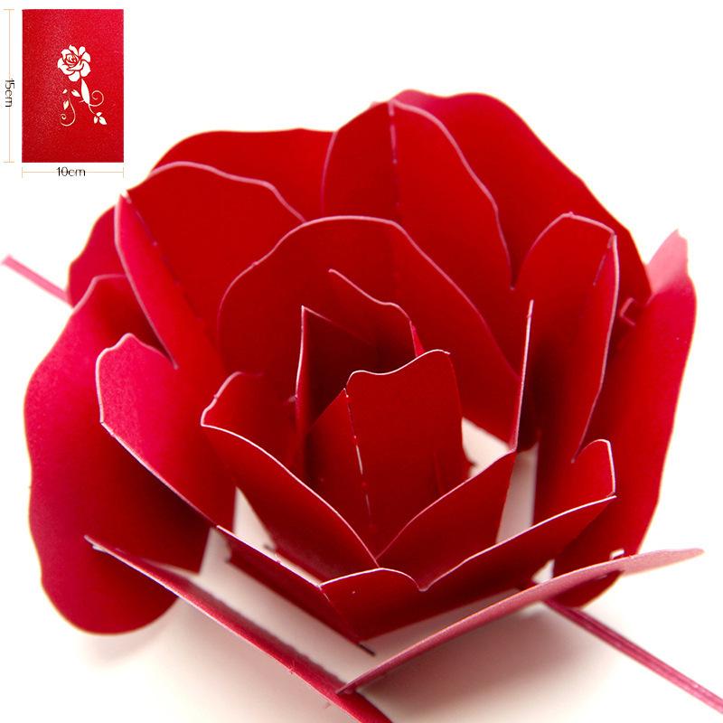 3D Handmade Rose Card for Qixi Festival, Teacher s Day, Wedding
