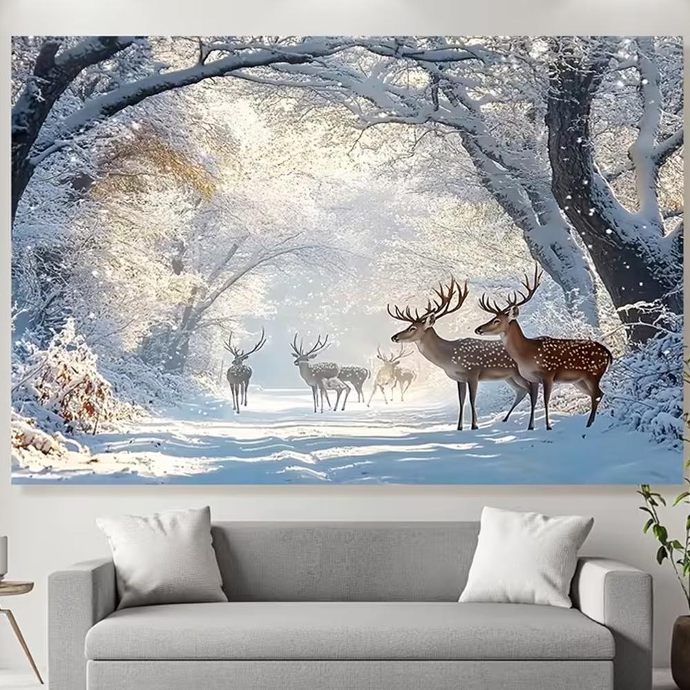 Christmas reindeer themed photo backdrop, holiday decoration, background for winter photo booth,4672