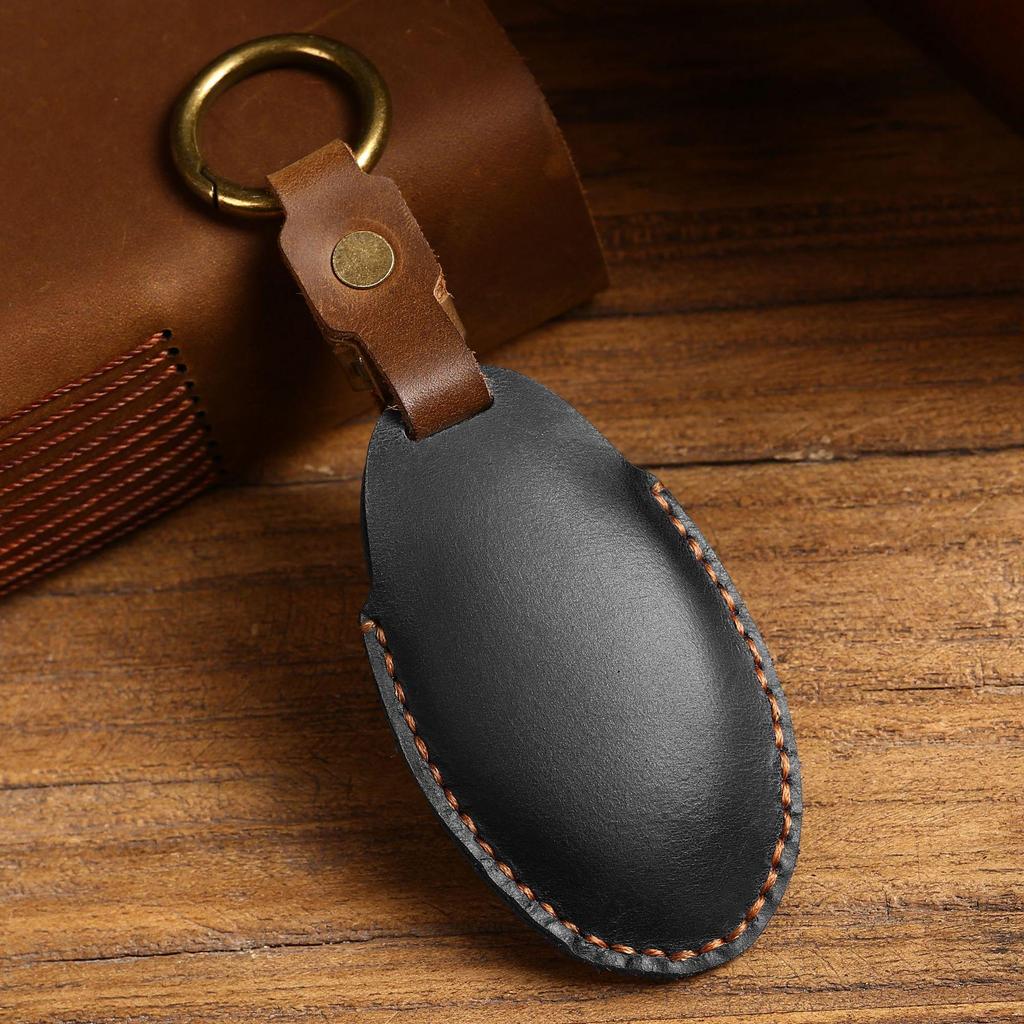 Top Grain Leather Car Key Cover for BYD Qin, Song, & Tang - Retro European/American Style
