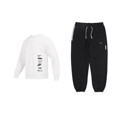 Nike Buchstaben-Logo Fleece Sportlich Lässig Rundhals Pullover Sweatshirt Set Unisex Oberteile, Unterteile CK6366-010+DX0782-030