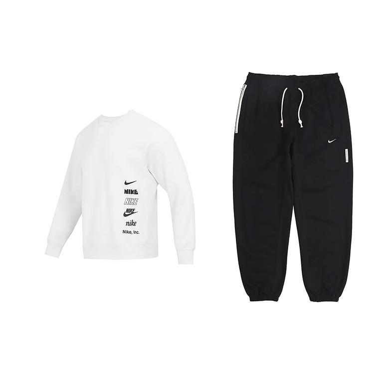 

Nike Логотип Буква Флис Спортивный Повседневный Свитшот Пуловер с Круглым Вырезом Комплект Унисекс топы, низ CK6366-010+DX0782-030 L