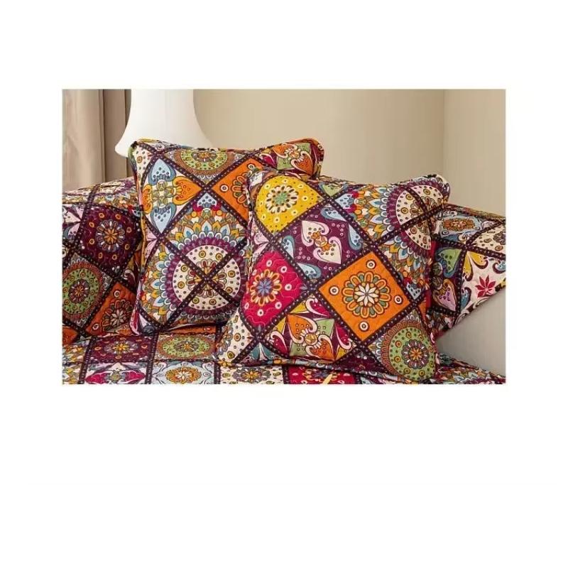 Bohemian Style Floral Pattern Sofa Mat Geometric Pattern Anti Slip Cotton Sofa Towel Living Room Settee Dust Cover Pillowcase