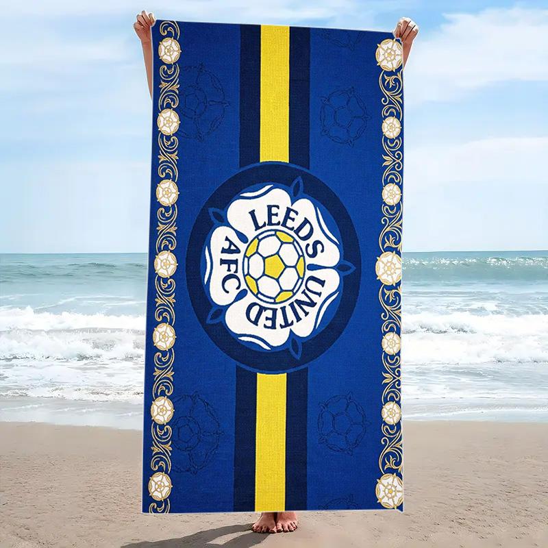Leeds United Print Beach Towel, Large Soft Quick Dry Towel for Beach Camping Swimming