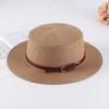Women's Retro British Style Sun Hat with Rhinestone Letter & Leather Belt