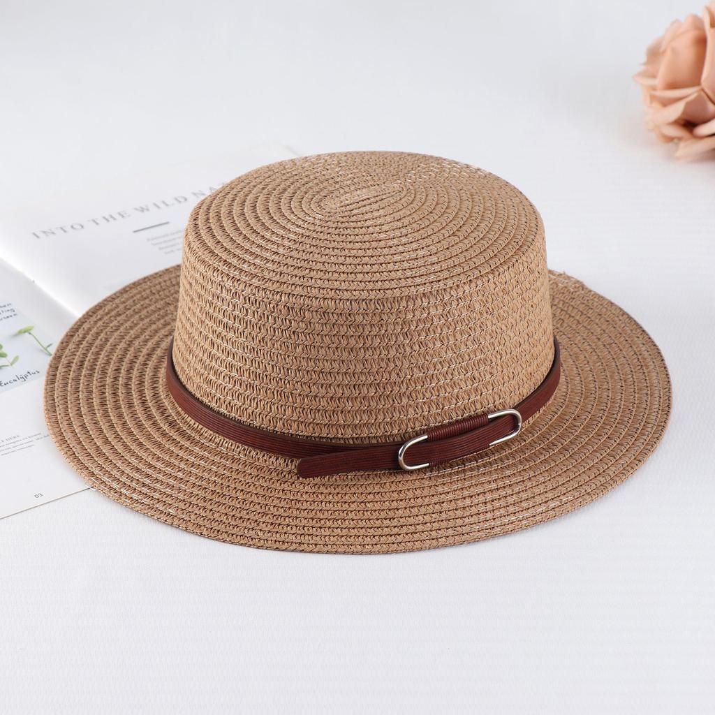 Women's Retro British Style Sun Hat with Rhinestone Letter & Leather Belt