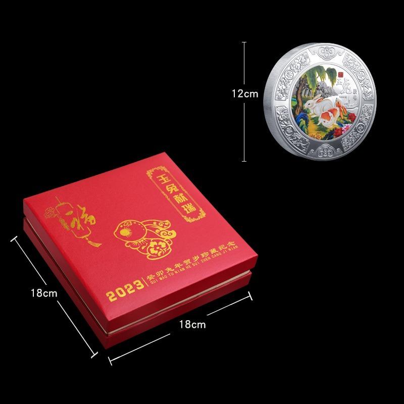 Rabbit Year Commemorative Badge, 1000g, color printed, kilogram badge, Jade Rabbit Offering Auspiciousness, commemorative badge, collectible ornament